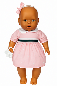 Boneca Meu Bebê Negra Vestido Rosa - 3000060 - Estrela