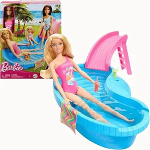 Boneca Barbie com Piscina Glam Maio Rosa - HRJ74 - Mattel