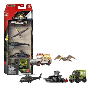 Matchbox Jurassic World Rebirth 5 Carrinhos - JGL60 - Mattel