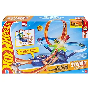 Pista com Carrinho Hot Wheels - Colisão Aérea - Stunt Tracks - JFD12 - Mattel