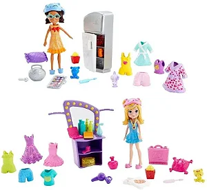Boneca Polly Pocket Pacote de Festa do Pijama GGJ53 GGJ54 Mattel