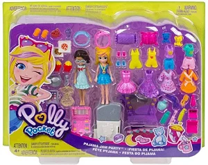 Boneca Polly Pocket Pacote de Festa do Pijama GGJ53 GGJ54 Mattel