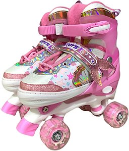 Patins Quad Sereia Rosa Tamanho 30-33 (P) - 2649 - Unitoys