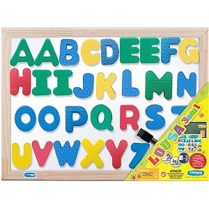 Lousa Dupla Face Magnética 40x30cm Com Letras Em Eva - 7207 - Cortiarte