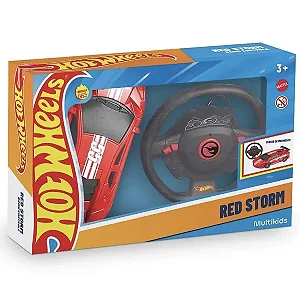 Carrinho de Controle Remoto Hot Whells - Red Storm 1:24 Rc - 4 Canais - Multikids BR2471