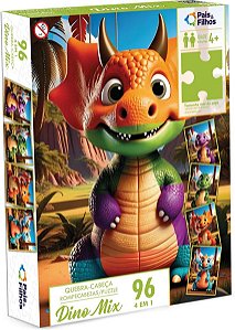 Quebra-Cabeça 96 Peças - Dino Mix - 793016 Pais & Filhos