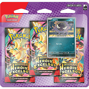 Blister Triplo Pokémon Gastly ME02.5 Heróis Excelsos - 36442 Copag