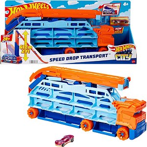 Hot Wheels City Caminhão Speed Drop Transportador 2 Em 1 Carro - Mattel HDY92