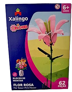 Blocos de Montar Mundo Encantado Flores - Flor Rosa 62pçs - 2854 Xalingo