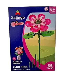 Blocos de Montar Mundo Encantado Flores - Flor Pink 85pçs - 2854 Xalingo
