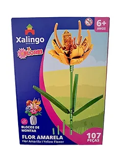 Blocos de Montar Mundo Encantado Flores - Flor Amarela 107pçs - 2854 Xalingo