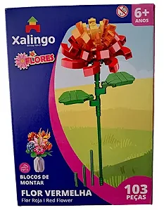 Blocos de Montar Mundo Encantado Flores - Flor Vermelha 103pçs - 2854 Xalingo