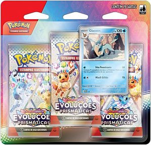 Blister Pokémon- Triplo-Glaceon- Evoluções Prismáticas - 35272 Copag