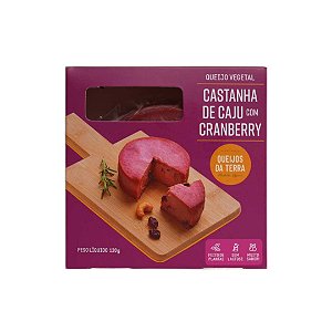 Queijo Vegano de Castanha de Caju com Cranberry 120g Queijos da Terra - Sem Glúten
