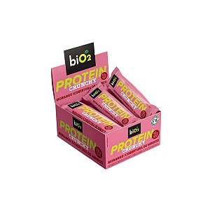 Barra de Proteína Vegana biO2 Protein Crunchy Bar Morango com cobertura de Hibisco 9 un 50g