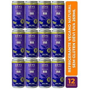 R$8,49 CADA UN - Pack com 12 Refrigerantes Vegano Natural DÊVI Uva 269ml