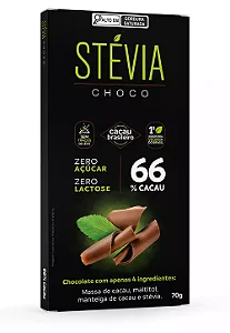 Chocolate Vegano StéviaChoco 66% Cacau 70g