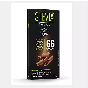 Chocolate Vegano StéviaChoco 66% Cacau 20g 15 Unidades