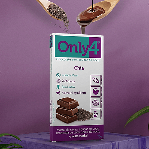 Chocolate Vegano Only4 70% Cacau com Chia 70g