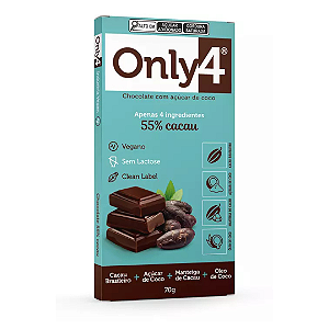 Chocolate Vegano Only4 55% Cacau 70g