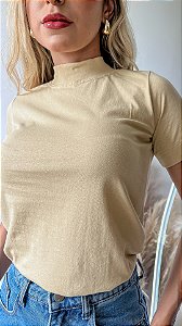 TSHIRT FEMININA BÁSICA GOLA ALTA- NUDE