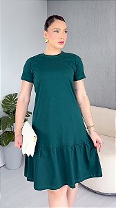 VESTIDO ALGODÃO BABADO LISO - VERDE