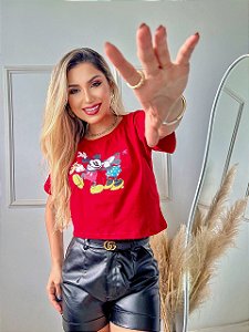 CROPPED ALGODÃO GOLA NA RIBANA MK APAIXONADOS -VERMELHO