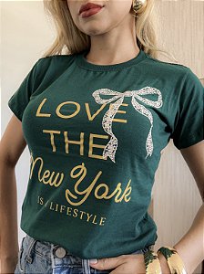 TSHIRT NO ALGODÃO GOLA NA RIBANA LOVE THE PEDRARIA- VERDE MUSGO