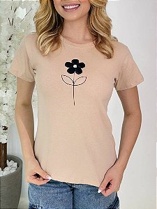 TSHIRT FLOR EM PONTO DE LUZ-NUDE