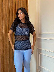 BLUSA FEMININA ARRASTÃO - AZUL MARINHO