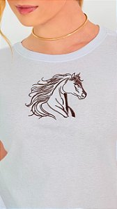 TSHIRT BORDADA CAVALO- BRANCA