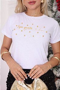TSHIRT SEJA GRATO POR TUDO PÉROLAS - BRANCA