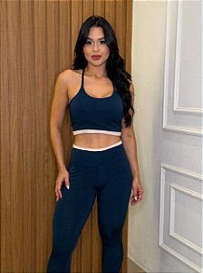 CONJUNTO FITNESS CALÇA E TOP SUPLEX - AZUL