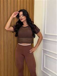 CROPPED ARRASTÃO - MARROM