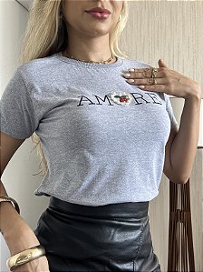 TSHIRT AMORE CEREJA - CINZA