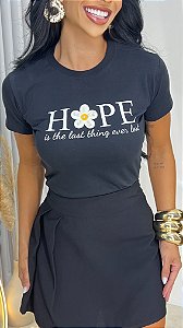 TSHIRT HOPE FLOR PÉROLAS - PRETA