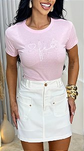 TSHIRT FÉ PÉROLAS - ROSA BEBÊ