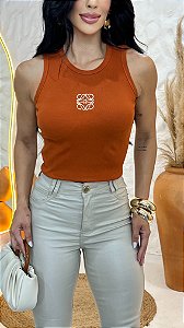 REGATA NA RIBANA BORDADA LOEWE - TERRA COTA