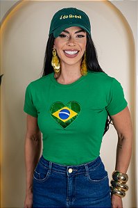 TSHIRT BRASIL CORAÇÃO 3D - VERDE