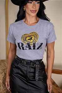 TSHIRT NO ALGODÃO RAIZ PEDRARIA - CINZA