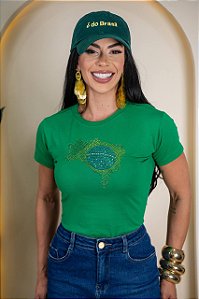 TSHIRT MAPA BRASIL PEDRARIA- VERDE