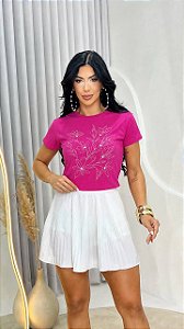 TSHIRT FLORES GALHOS PONTO DE LUZ - ROSA PINK