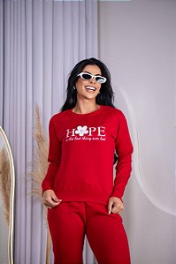 BLUSA MOLETOM HOPE FLOR -VERMELHA