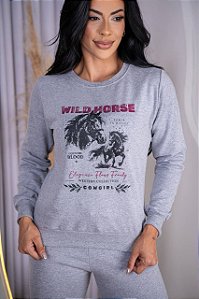 BLUSA MOLETOM WILD HORSE - CINZA