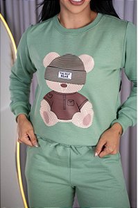 BLUSA MOLETOM URSINHO TED - VERDE MENTA