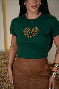 TSHIRT BORDADA 2 CAVALOS - VERDE