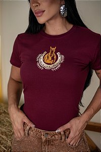 TSHIRT BORDADA CAVALO FERRADURA - MARSALA