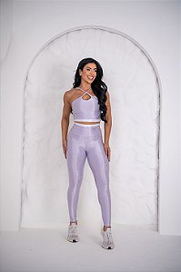 CONJUNTO FITNESS CALÇA E TOP SHINE - LILÁS