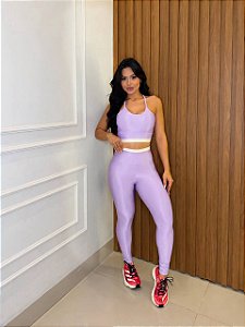 CONJUNTO FITNESS CALÇA E TOP SHINE - LILÁS