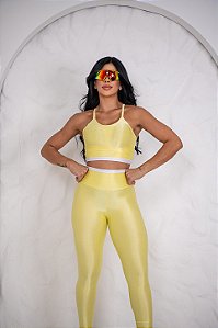 CONJUNTO FITNESS CALÇA E TOP SHINE - AMARELO BEBÊ